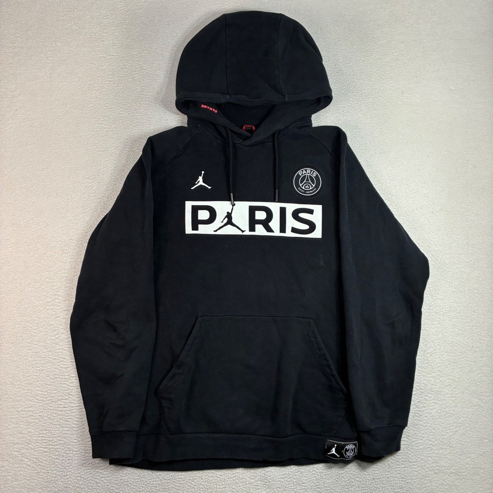 Jordan Paris Saint Germain Hoodie Men XL Black Pullover Sweatshirt Soccer PSG